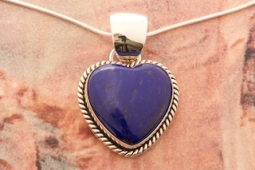 Artie Yellowhorse Genuine Blue Lapis Sterling Silver Heart Pendant